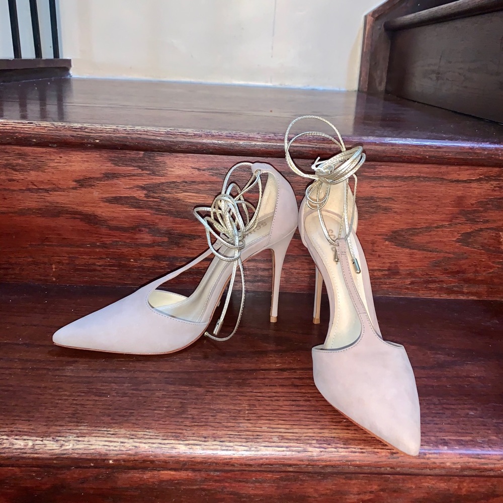 New Schutz stiletto t-strap tie pointed toe heels